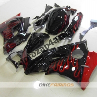 Комплект мотопластика Honda CBR600F2 Черный с красным пламенем 91-94.