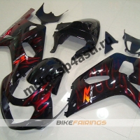 Комплект мотопластика Suzuki GSXR600-750 01-03,GSXR1000 00-02 Черный с красным огнем.