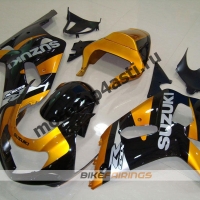 Комплект мотопластика Suzuki GSXR600-750 01-03,GSXR1000 00-02 Черно-золотой.