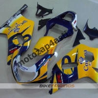 Комплект мотопластика Suzuki GSXR600-750 01-03,GSXR1000 00-02 Бело-сине-желтый.