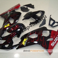Комплект пластика Suzuki GSXR600-750 04-05 Черный с красным огнем.