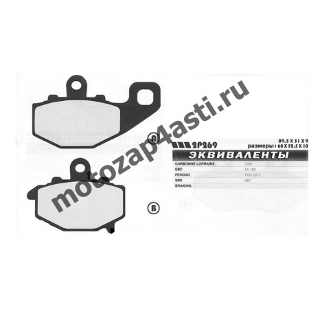 Колодки тормозные 2006, Соответствуют Артикулу: FA192(EBC), 2p-269(Nissin)