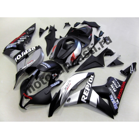 Комплект Мотопластика Honda CBR600rr 09-12 Repsol серебристо-черный.