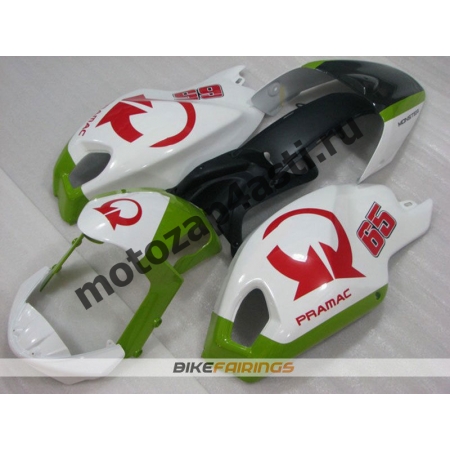 Комплект пластика DUCATI 696 797 1100 1100S Бело-зеленый.