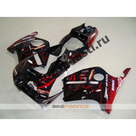Комплект Мотопластика Honda CBR250 MC19 Черный с красным огнем.