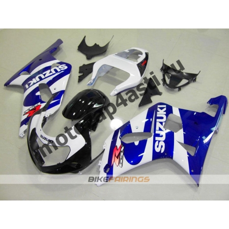 Комплект мотопластика Suzuki GSXR600-750 01-03,GSXR1000 00-02 Черно-сине-белый.