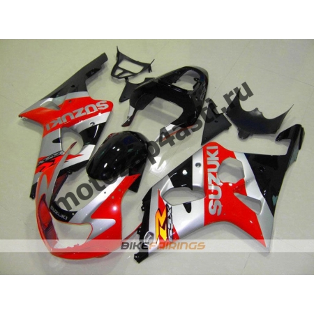 Комплект мотопластика Suzuki GSXR600-750 01-03,GSXR1000 00-02 Черно-серо-красный.