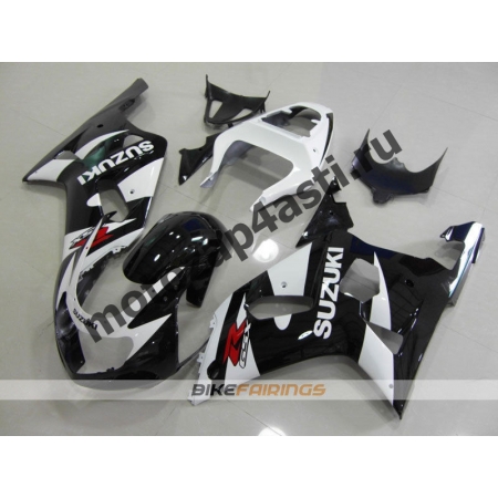 Комплект мотопластика Suzuki GSXR600-750 01-03,GSXR1000 00-02 Черно-белый.