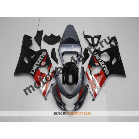 Комплект пластика Suzuki GSXR600-750 04-05 Черно-серо-красный.