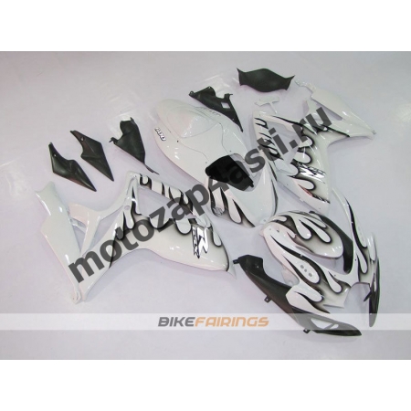 Комплект пластика Suzuki GSXR600-750 06-07 Белый с черным огнем.