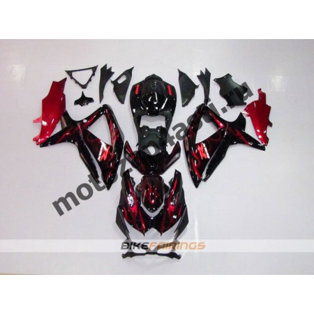Комплекты пластика Suzuki GSXR600-750 08-09 Черный с красным огнем.