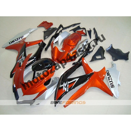 Комплекты пластика Suzuki GSXR600-750 08-09 Черно-оранжево-серебристый.